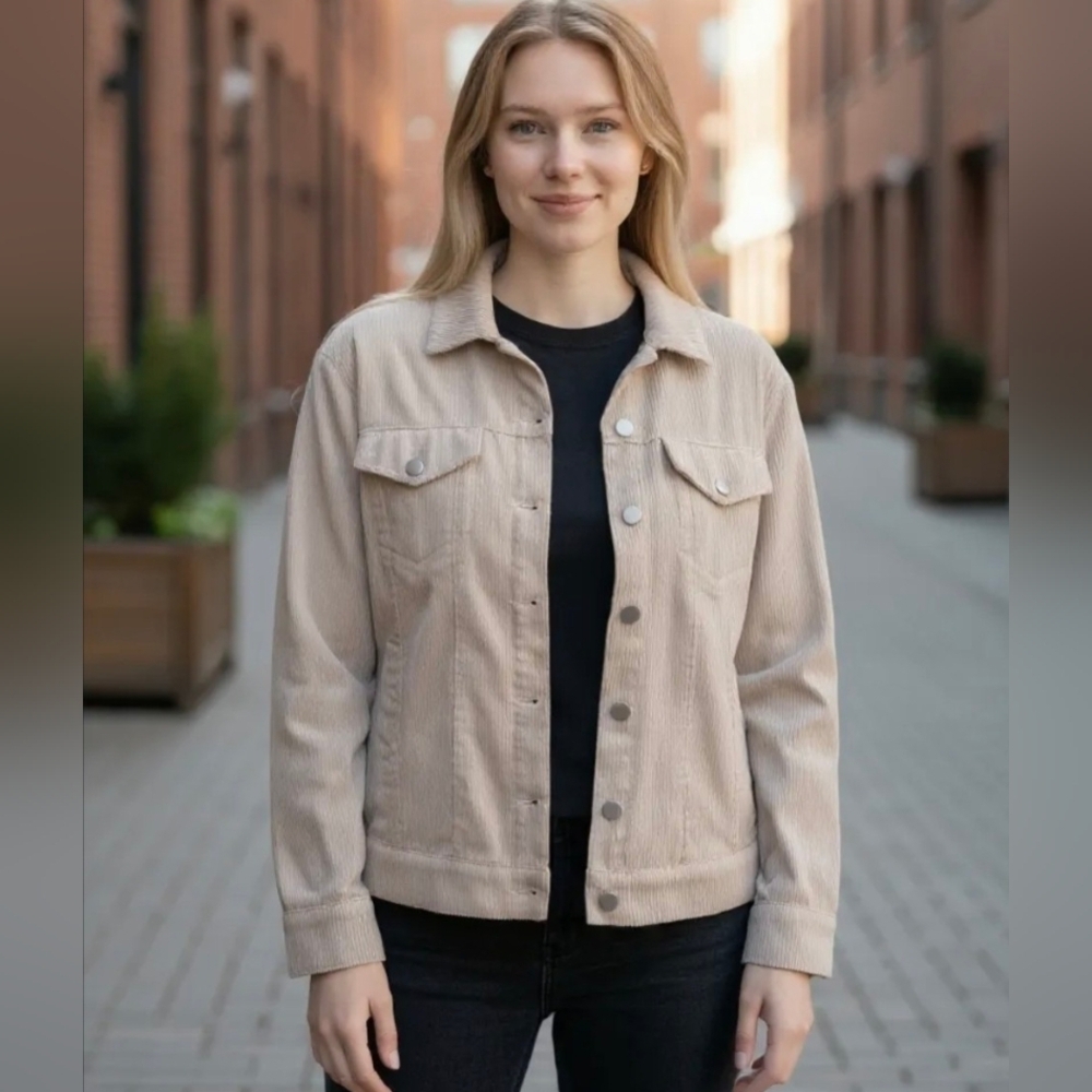 NASTY GAL Beige Corduroy Jacket, Size 4